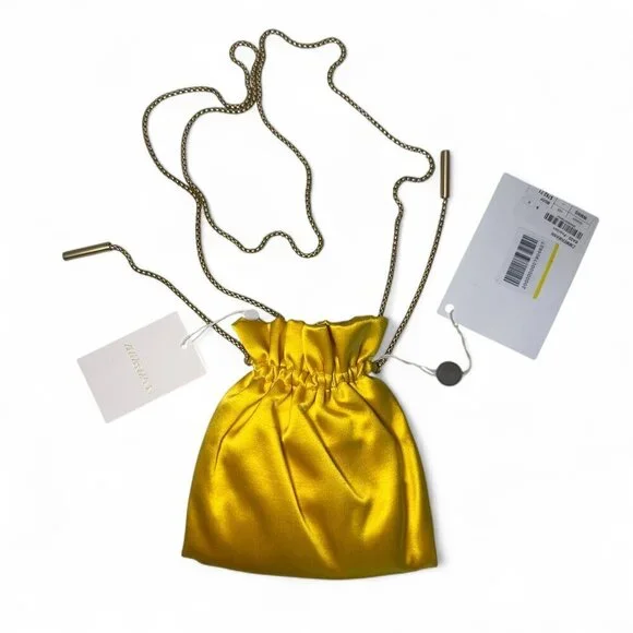 Zimmermann Women's Gathered Satin Pouch - Sunflower Yellow/Gold NWT